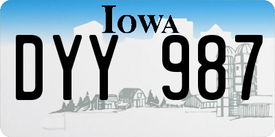 IA license plate DYY987