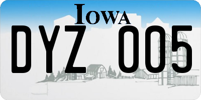 IA license plate DYZ005