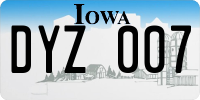 IA license plate DYZ007