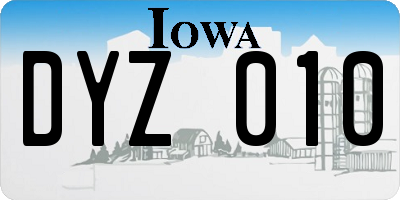 IA license plate DYZ010