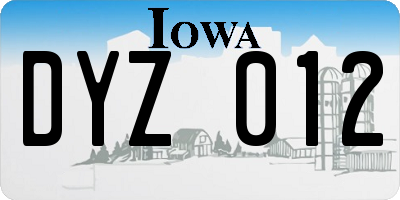 IA license plate DYZ012