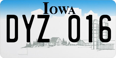 IA license plate DYZ016