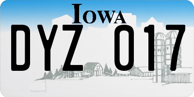 IA license plate DYZ017