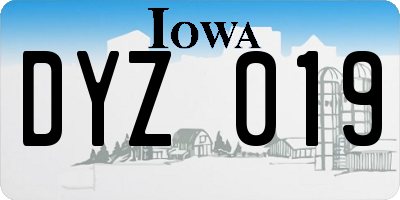 IA license plate DYZ019