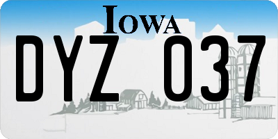 IA license plate DYZ037