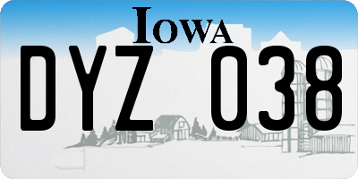 IA license plate DYZ038