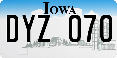 IA license plate DYZ070