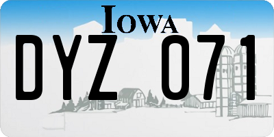 IA license plate DYZ071