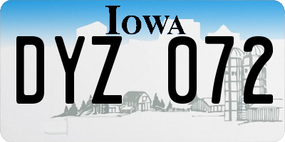 IA license plate DYZ072