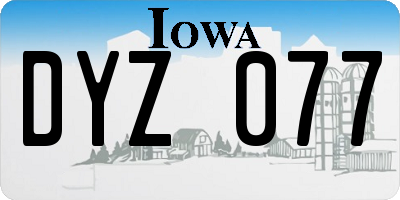 IA license plate DYZ077