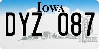 IA license plate DYZ087