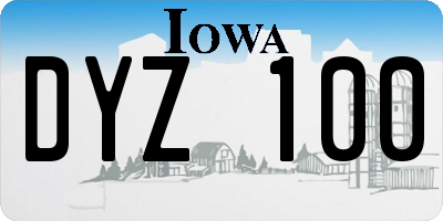 IA license plate DYZ100