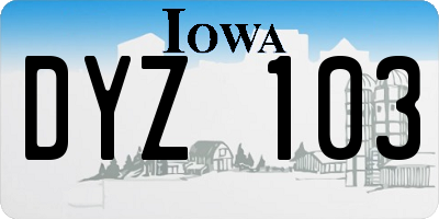 IA license plate DYZ103