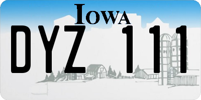 IA license plate DYZ111