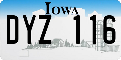 IA license plate DYZ116