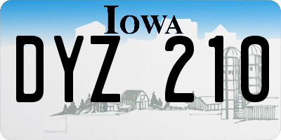 IA license plate DYZ210