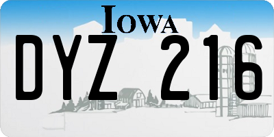IA license plate DYZ216