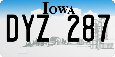 IA license plate DYZ287