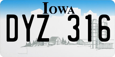 IA license plate DYZ316