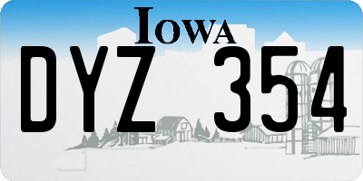 IA license plate DYZ354