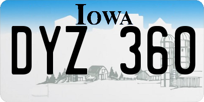 IA license plate DYZ360