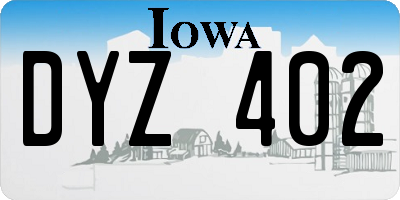 IA license plate DYZ402