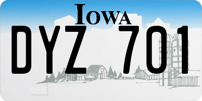 IA license plate DYZ701