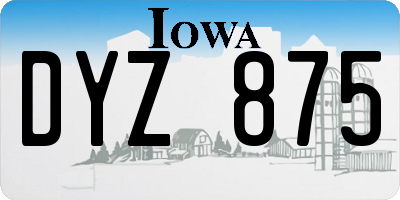IA license plate DYZ875