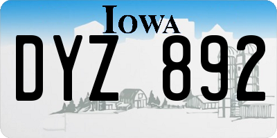 IA license plate DYZ892