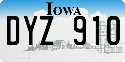 IA license plate DYZ910