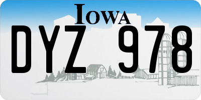 IA license plate DYZ978