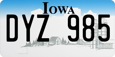 IA license plate DYZ985