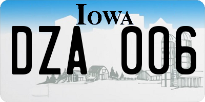 IA license plate DZA006