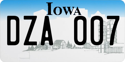 IA license plate DZA007