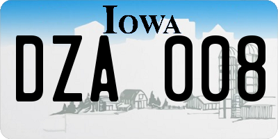 IA license plate DZA008