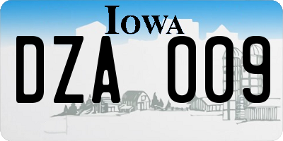 IA license plate DZA009