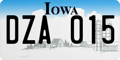 IA license plate DZA015