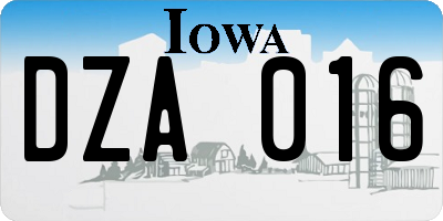 IA license plate DZA016