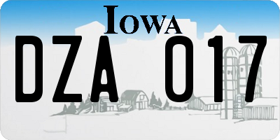 IA license plate DZA017