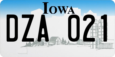 IA license plate DZA021