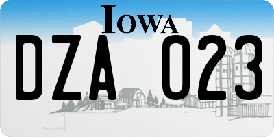 IA license plate DZA023