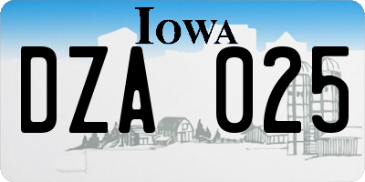 IA license plate DZA025