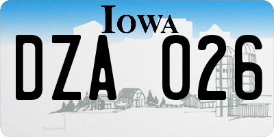 IA license plate DZA026