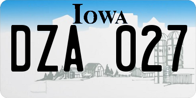 IA license plate DZA027