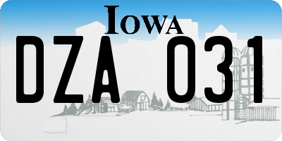 IA license plate DZA031