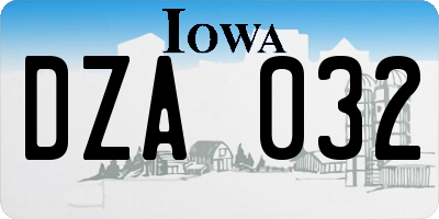 IA license plate DZA032