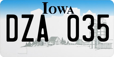 IA license plate DZA035