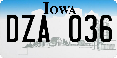 IA license plate DZA036
