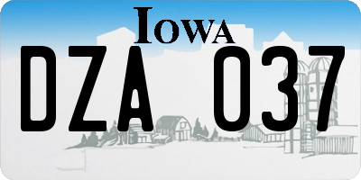 IA license plate DZA037