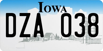 IA license plate DZA038